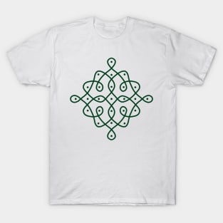 Dot Kolam, Green transparent Kolam, Muggu, rangoli T-Shirt